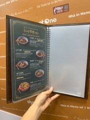 Menu bìa da nâu dành cho nhà hàng Hàn Quốc