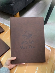Menu Bìa Da Nâu Ép Chìm Đinh Tán Trong _ Nâng Tầm Ẩm Thực _ Asia Viet Thai