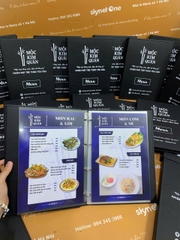 Menu bìa da gáy còng 4 trấu in UV bên trong túi nilong _ Mộc Kim Quán