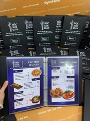 Menu bìa da gáy còng 4 trấu in UV bên trong túi nilong _ Mộc Kim Quán