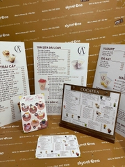 Ruột menu khung tranh + khung gỗ a3 + quầy a4 có chân + menu cầm tay a4 _ Cocatea