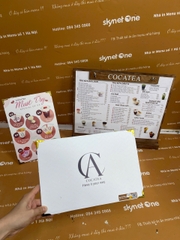 Ruột menu khung tranh + khung gỗ a3 + quầy a4 có chân + menu cầm tay a4 _ Cocatea