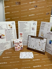 Ruột menu khung tranh + khung gỗ a3 + quầy a4 có chân + menu cầm tay a4 _ Cocatea
