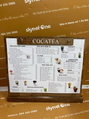 Ruột menu khung tranh + khung gỗ a3 + quầy a4 có chân + menu cầm tay a4 _ Cocatea