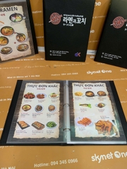 Menu bìa da đen gáy còng in UV _ Mỳ Reman Nhật