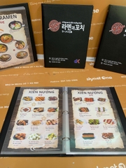 Menu bìa da đen gáy còng in UV _ Mỳ Reman Nhật