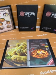 Menu bìa da đen gáy còng in UV _ Mỳ Reman Nhật