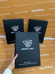 Menu bìa da in UV gáy còng + thẻ tích rượu _ Thẩm mĩ tinh thế, Thiết kế tinh xảo _ Heaven Light