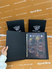 Menu bìa da in UV gáy còng + thẻ tích rượu _ Thẩm mĩ tinh thế, Thiết kế tinh xảo _ Heaven Light