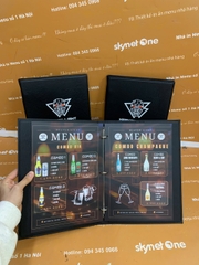 Menu bìa da in UV gáy còng + thẻ tích rượu _ Thẩm mĩ tinh thế, Thiết kế tinh xảo _ Heaven Light
