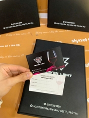 Menu bìa da in UV gáy còng + thẻ tích rượu _ Thẩm mĩ tinh thế, Thiết kế tinh xảo _ Heaven Light