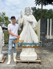 Tượng Lòng Chúa Thương Xót Đá Cẩm Thạch Cao 1m8 Về Mỹ