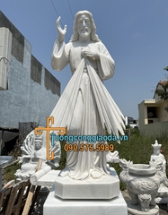 Tượng Lòng Chúa Thương Xót Đá Trắng Đẹp Cao 1m5 Kèm Đế 1m