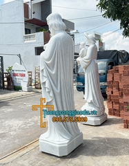 Tượng Thánh Giuse Thợ Bằng Đá Trắng Đẹp Cao 2m5