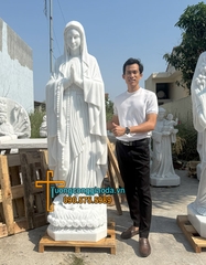 Tượng Thánh Giuse Bồng Chúa Và Mẹ Lộ Đức Đá Trắng Cao 2m