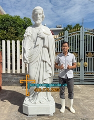 Tượng Thánh Giuse Thợ Bằng Đá Trắng Đẹp Cao 2m5