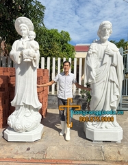 Tượng Thánh Giuse Thợ Bằng Đá Trắng Đẹp Cao 2m5