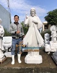 Tượng Lòng Chúa Thương Xót Đá Trắng Đẹp Cao 2m
