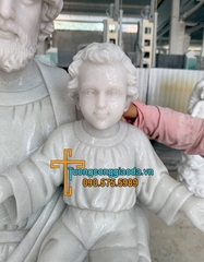 Tượng Thánh Giuse Bồng Chúa Đá Trắng Mịn Đẹp Cao 1m8