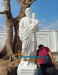 Tượng Thánh Giuse Bồng Chúa Và Mẹ Ban Ơn Đá Đẹp Cao 2m
