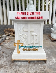 Tượng Thánh Giuse Thợ Đá Trắng Đẹp Cao 2m Kèm Đế Cao 1m