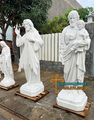 Tượng Thánh Giuse Bồng Chúa Và Chúa Thương Xót Đá Trắng Cao 2m