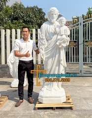 Tượng Thánh Giuse Bồng Chúa Và Mẹ Ban Ơn Đá Đẹp Cao 2m