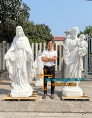 Tượng Thánh Giuse Bồng Chúa Và Mẹ Ban Ơn Đá Đẹp Cao 2m