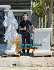 Tượng Lòng Chúa Thương Xót Đá Đẹp Cao 1m7 Đế 1m Về Kiên Giang