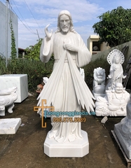 Tượng Lòng Chúa Thương Xót Đá Trắng Đẹp Cao 2m
