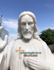 Tượng Lòng Chúa Thương Xót Đá Trắng Đẹp Cao 2m