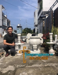 Lư Hương Đá Công Giáo Kèm Chân Đèn Công Giáo