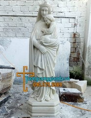 Mẫu Tượng Đức Mẹ La Vang Bằng Đá Trắng Nguyên Khối