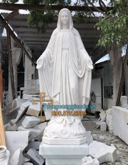 Tượng Ban Ơn Bằng Đá Trắng Cao 1m5 Đế Cao 1m Đẹp