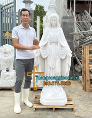 Tượng Ban Ơn Bằng Đá Trắng Đẹp Cao 1m5 Tại Bình Thuận