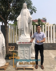 Tượng Ban Ơn Bằng Đá Trắng Đẹp Cao 1m5 Đế Cao 1m