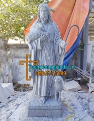 Tượng Chúa Chiên Lành Bằng Đá Cẩm Thạch Xám Đẹp