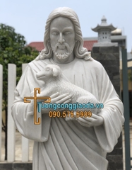 Tượng Chúa Chiên Lành Đá Cẩm Thạch Trắng Đẹp Nhất