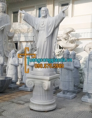 Tượng Chúa Giang Tay Bằng Đá Trắng Non Nước
