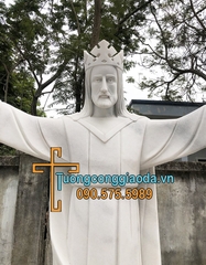 Tượng Chúa Kitô Vua Bằng Đá Cẩm Thạch Trắng Nguyên Khối