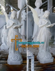 Tượng Cô Gái Thiên Thần Đá Trắng Đẹp Đà Nẵng