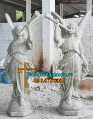 Tượng Cô Gái Thiên Thần Thổi Kèn Đá Đẹp