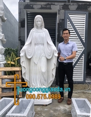 Tượng Đức Mẹ Ban Ơn Đá Trắng Đẹp Cao 2m