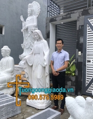 Tượng Đức Mẹ Ban Ơn Đá Trắng Đẹp Cao 2m