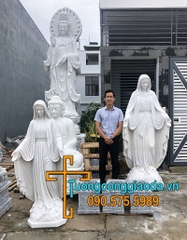 Tượng Đức Mẹ Ban Ơn Đá Trắng Đẹp Cao 2m
