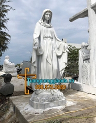 Tượng Đức Mẹ Ban Ơn Đá Cẩm Thạch Xám Đẹp