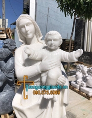 Tượng Đức Mẹ Bồng Chúa Hài Đồng Bằng Đá Trắng Đẹp