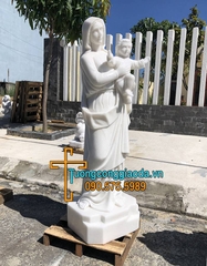 Tượng Đức Mẹ Bồng Chúa Hài Đồng Bằng Đá Trắng Đẹp