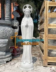 Tượng Đức Mẹ Chấp Tay Bằng Đá Trắng Đẹp