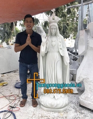Tượng Đức Mẹ Fatima Đá Cẩm Thạch Nguyên Khối